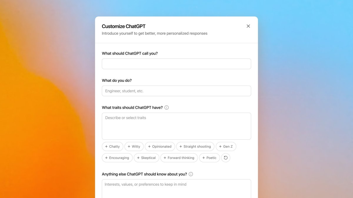 ChatGPT’s newest feature lets users assign it traits like ‘chatty’ and ‘Gen Z’